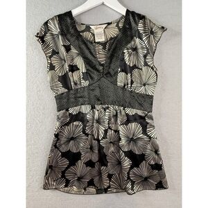 Vtg Y2K Speechless Top Womens Sz M V-Neck Babydoll Whimsigoth Satin Black FLAW